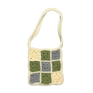 handmade small crochet shoulder granny square bag